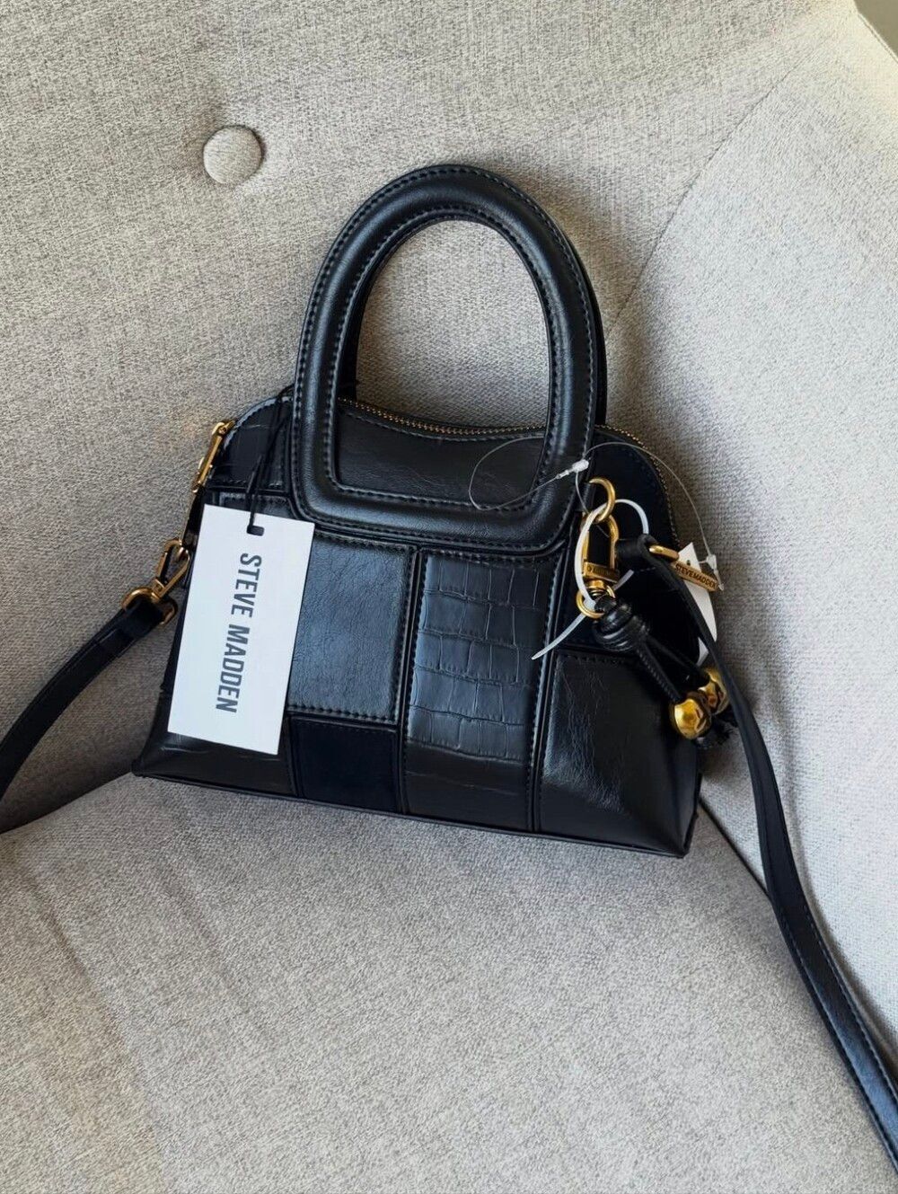 Steve Madden Black Patchwork Crossbody Handbag